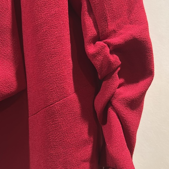 Alice Blue red textured drape open lapel Blazer lined ruched 3/4 sleeves size M - Picture 4 of 8